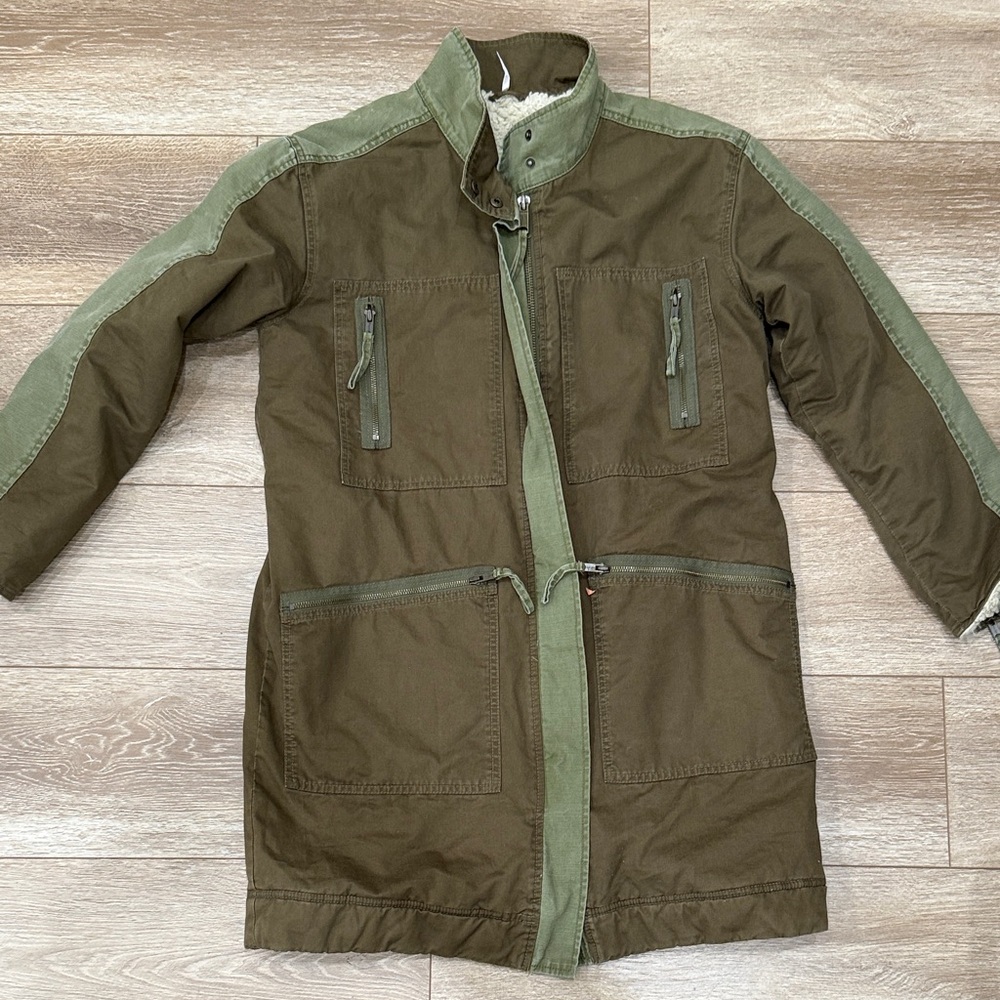 Free People - Tallis Parka Military Faux Sherpa Long Coat